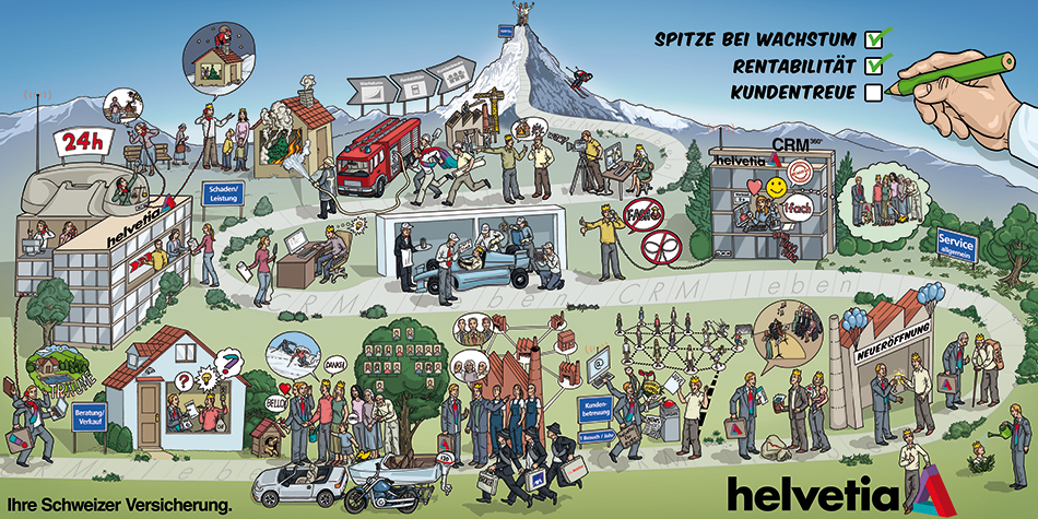 Helvetia Dialogbild Kundentreue Live-Illustration Zermatt Fotos Matterhorn