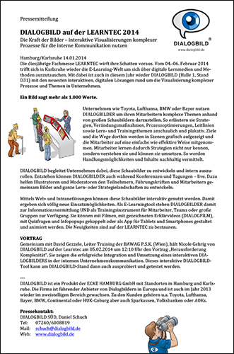 Doialogbild Pressemitteilung Messe Lerntec 2014 E-Learning